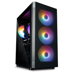 BoardX Gaming PC Case with 4 Fans and Glass Panel – Black