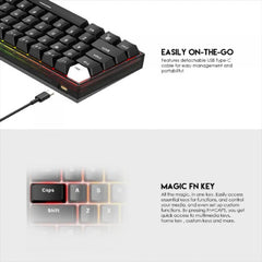 Fantech MK857 MAXFIT61 RGB Bluetooth, Wireless And Wired Mechanical Gaming Keyboard, Black | MK857