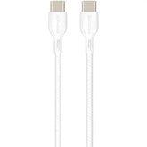 Promate 1.2-Meter PowerBeam-CC USB Type C Cable, Ultra-Fast 3A USB Type-C Male to USB Type-C, with 60W Power Delivery - White Promate