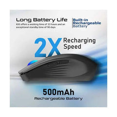 Promate Kitt, 2.4GHz Wireless Ergonomic Optical Mouse with LED Rainbow Lights - Black Promate