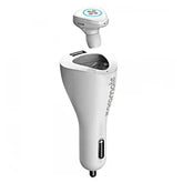 Promate, Aria Bluetooth Headset For Music & Calls With Smart Wireless Car Charging Dock And 2.1A Fast Charging Port - White Promate