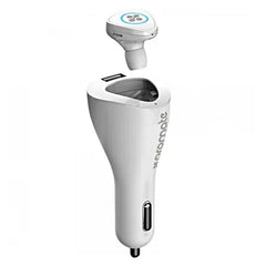 Promate, Aria Bluetooth Headset For Music & Calls With Smart Wireless Car Charging Dock And 2.1A Fast Charging Port - White Promate