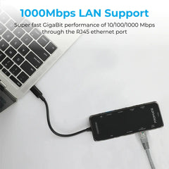 Promate, PrimeHub-Go 9 In 1 Compact Multiport USB-C Hub with 100W Power Delivery - Black Promate