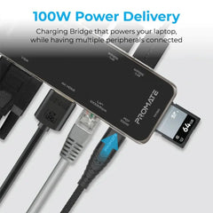 Promate, PrimeHub-Pro USB-C Hub, 11-in-1 Type-C Multi-Port Adapter with 100W USB-C Power Delivery Promate