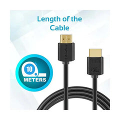 Promate, ProLink4K2-10m 4K HDMI Cable, High-Speed 10 Meter HDMI Cable with 24K Gold Plated Connector and Ethernet - Black Promate