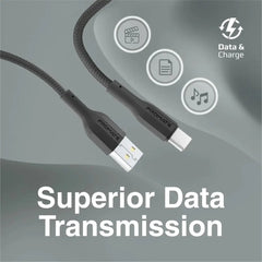 Promate, XCord-AC, Super Flexible Data and Charge USB-C Cable - Black Promate