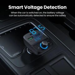 UGreen Triple Port 1* USB-C +2*USB-A, FM & Bluetooth Transmitter + USB MP3, TF Slot Reader Fast Car Charger | 80910 Ugreen