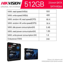 Hikvision E100 SSD 512GB HS-SSD-E100 for Laptop PC Hikvision