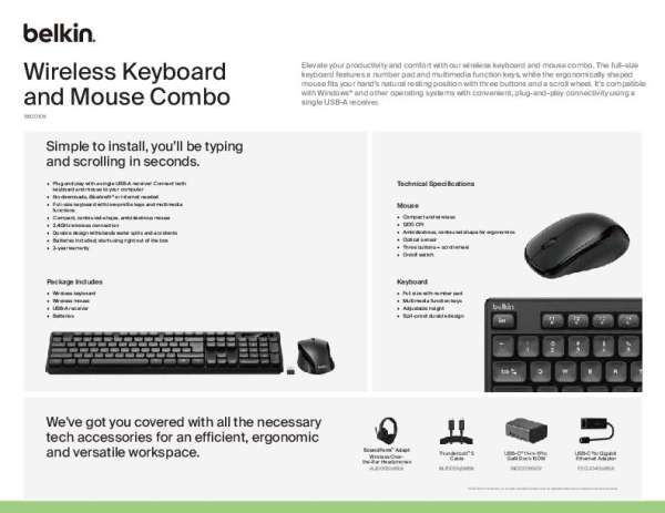 Belkin Wireless Keyboard and Mouse Combo (BBZ010)