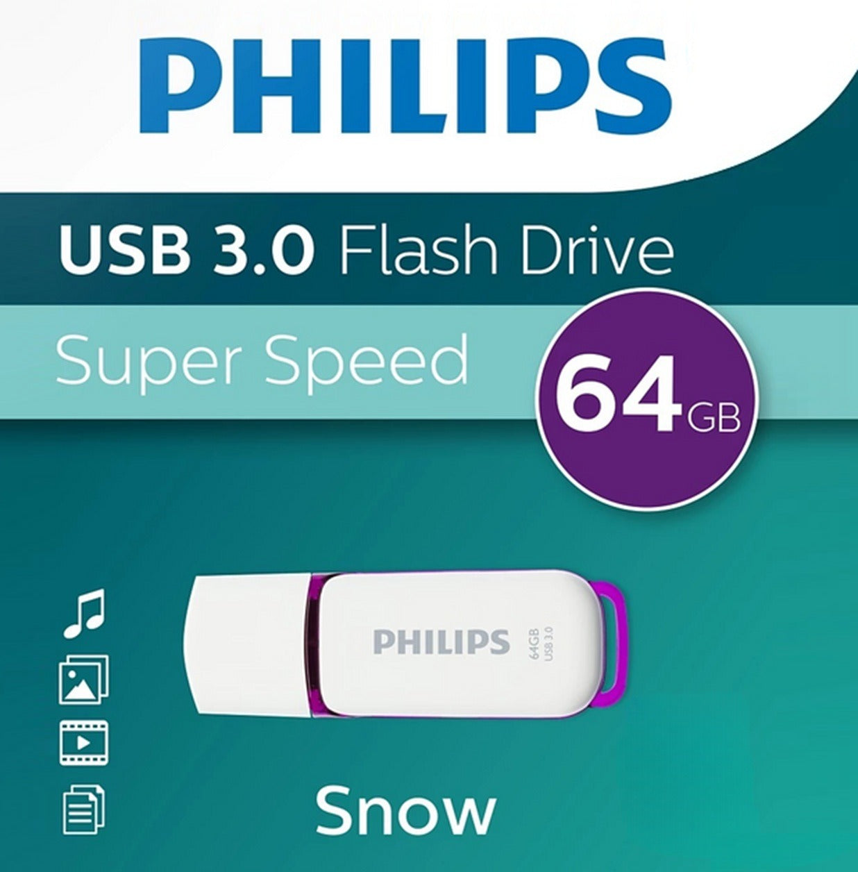 Philips 64GB USB 3.0 Flash Drive – Purple