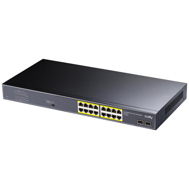 Cudy 16-Port Gigabit PoE+ Switch with 2 Gigabit SFP Ports | GS1020PS2