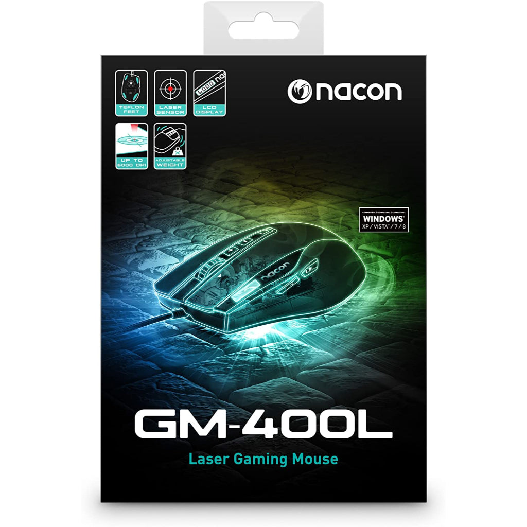 Nacon GM-400L Laser Gaming Mouse – LCD Display, Adjustable Weight