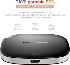 Hikvision T100I Series Portable SSD 512GB - Up to 540MB/s - USB 3.1 External Solid State Drive (Black) Hikvision