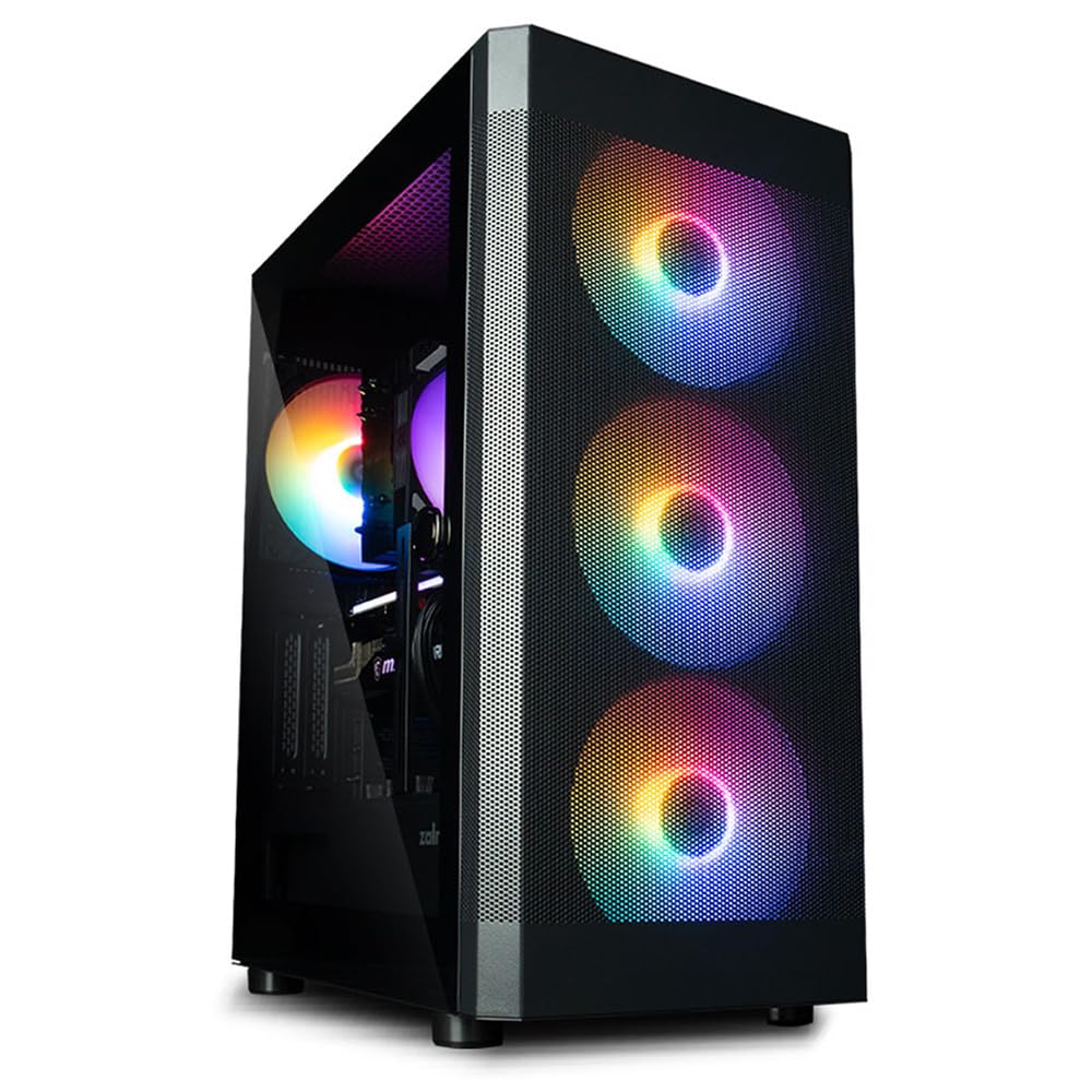 BoardX Gaming PC Case with 4 Fans and Glass Panel – Black