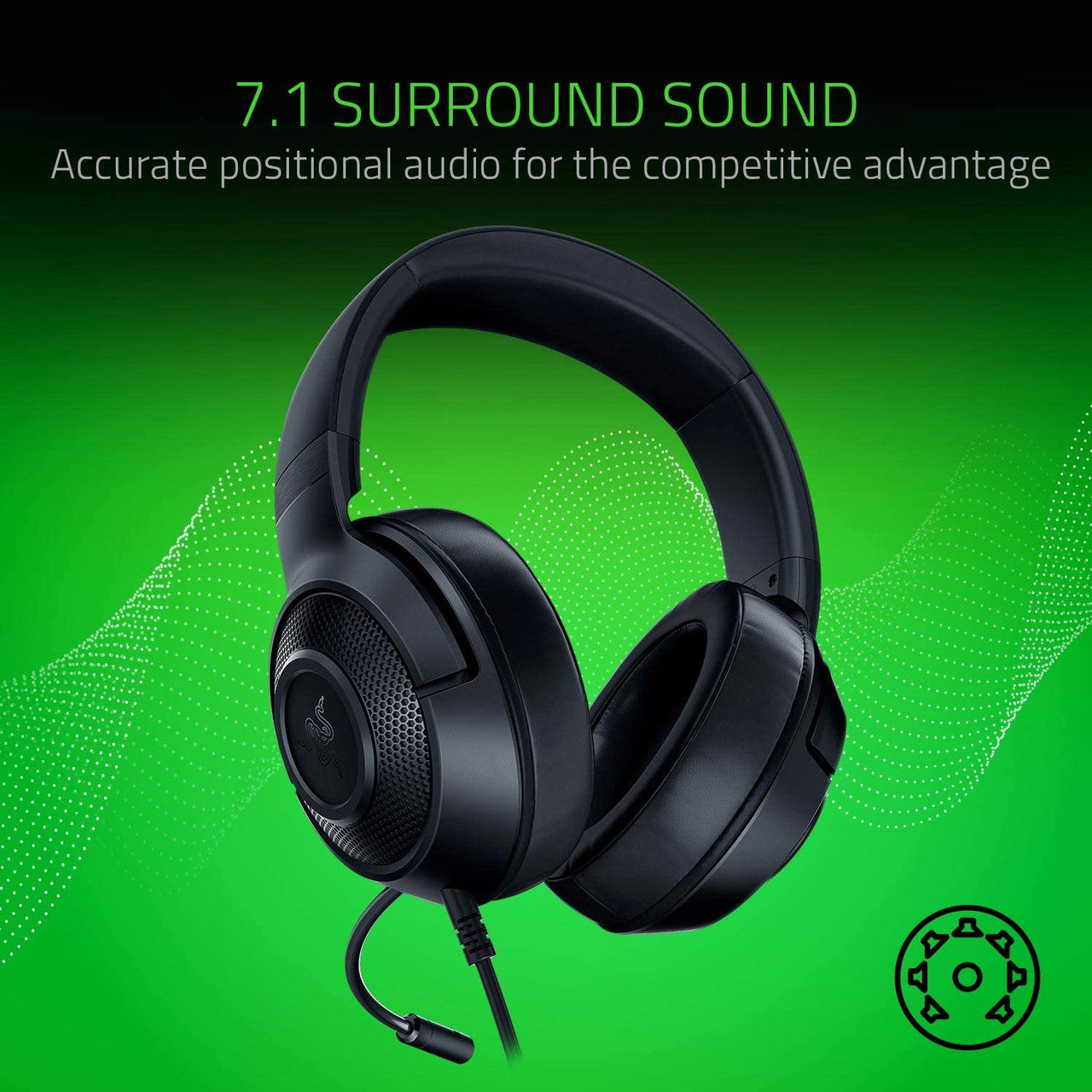 Razer Kraken X Lite Ultralight Gaming Headset: 7.1 Surround Sound - Lightweight Aluminum Frame - Bendable Cardioid Microphone - for PC, PS4, PS5, Switch, Xbox One, Xbox Series X & S, Mobile - Black | RZ04-02950100-R381