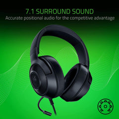 Razer Kraken X Lite Ultralight Gaming Headset: 7.1 Surround Sound - Lightweight Aluminum Frame - Bendable Cardioid Microphone - for PC, PS4, PS5, Switch, Xbox One, Xbox Series X & S, Mobile - Black | RZ04-02950100-R381