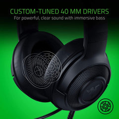 Razer Kraken X Lite Ultralight Gaming Headset: 7.1 Surround Sound - Lightweight Aluminum Frame - Bendable Cardioid Microphone - for PC, PS4, PS5, Switch, Xbox One, Xbox Series X & S, Mobile - Black | RZ04-02950100-R381