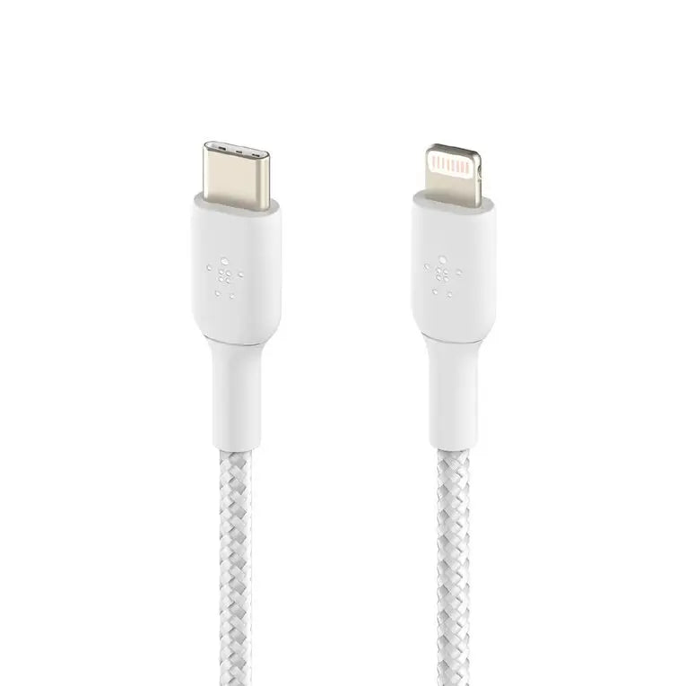 Belkin BoostCharge Nylon Braided USB C to Lightning Cable 6.6ft/2M - MFi Certified 18W Power Delivery iPhone Charger Cord (CAA004) Belkin