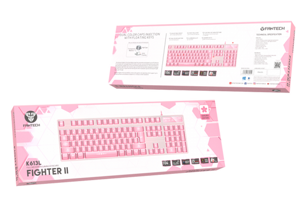 Fantech K613L FIGHTER II RGB Feel Mechanical Gaming Keyboard, Pink | K613L FIGHTER II