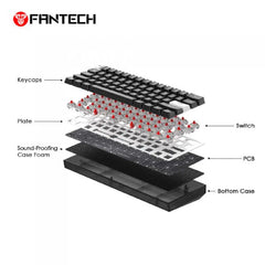 Fantech MK857 MAXFIT61 RGB Bluetooth, Wireless And Wired Mechanical Gaming Keyboard, Black | MK857