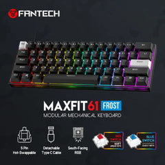 Fantech MK857 MAXFIT61 RGB Bluetooth, Wireless And Wired Mechanical Gaming Keyboard, Black | MK857