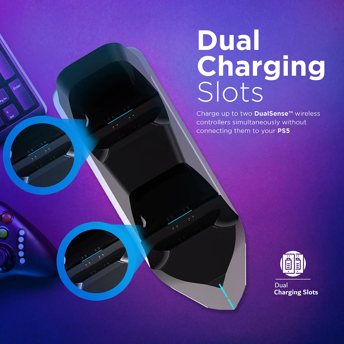 Vertux PowerBase-PS5 DualDock Charging Hub For PS5 DualSense™ Controller