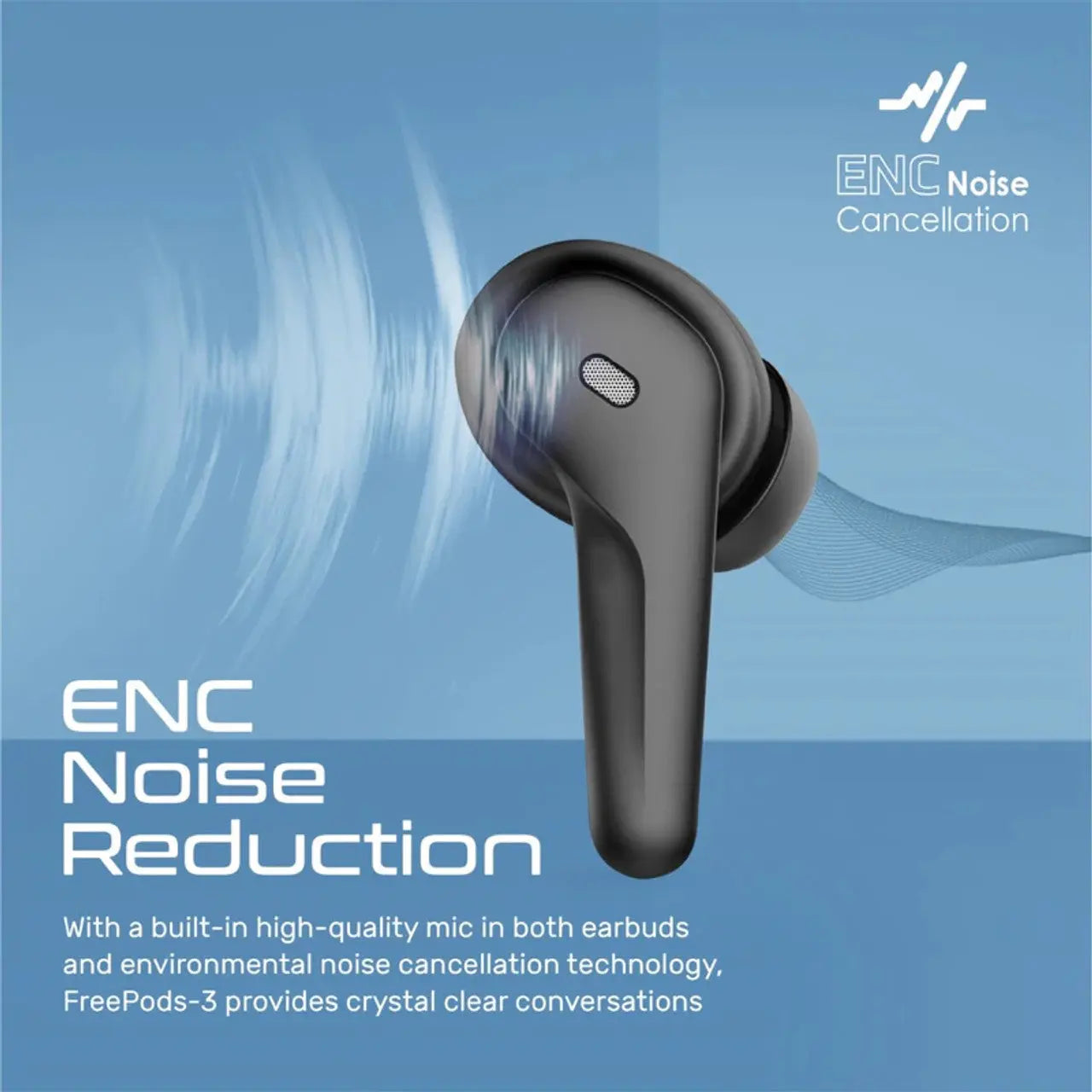 Promate High Definition ENC Earphones With IntelliTouch Black | FreePods-3 Promate