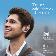 Promate High Definition ENC Earphones With IntelliTouch Blue| FreePods-3 Promate