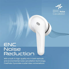Promate High Definition ENC Earphones With IntelliTouch White| FreePods-3 Promate