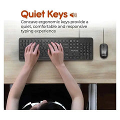 Promate, Combo-KM2, Quiet Key Wired Compact Keyboard & Mouse, AR/EN - Black Promate