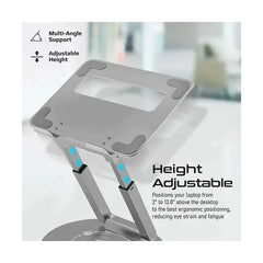 Promate, DeskMate-6, Ergonomic Multi-Level Aluminum Laptop Stand - Silver Promate