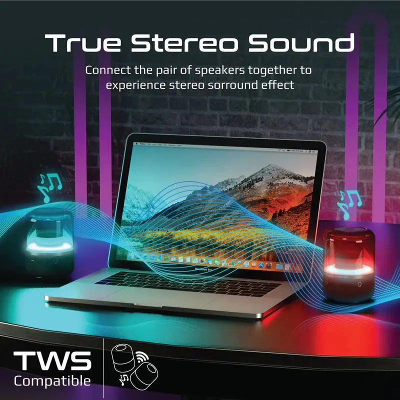 Promate, Glitz, LumiSound 360° Surround Sound Speaker - Black Promate