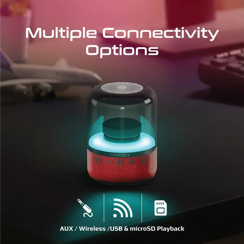 Promate, Glitz, LumiSound 360° Surround Sound Speaker - Red Promate