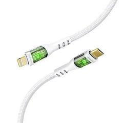 Promate, TransLine-Ci, 27W Power Delivery USB-C to Lightning Cable with Transparent Shells - White Promate