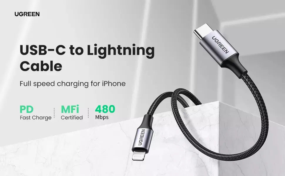 UGREEN USB to Lightning Charging & Sync Cable MFI - Apple Certified 1M Black | 60759 Ugreen