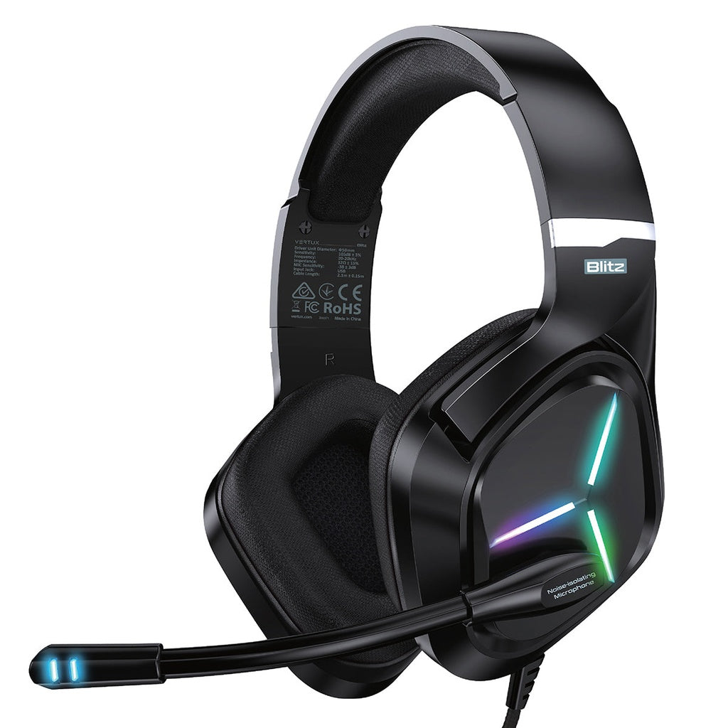 Vertux Blitz 7.1 Surround Sound Gaming Headphone - Black