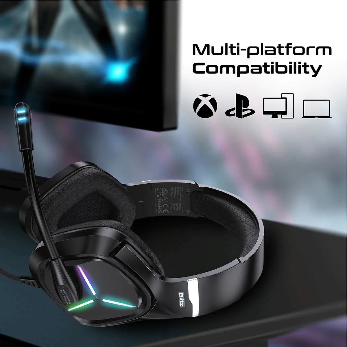 Vertux Blitz 7.1 Surround Sound Gaming Headphone - Black