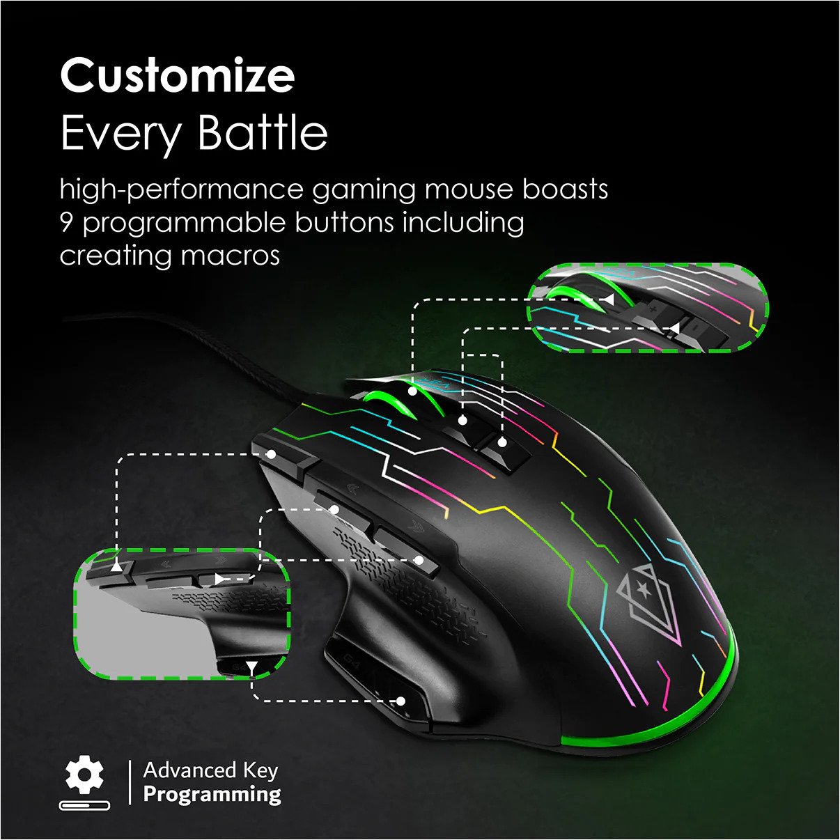 Vertux Kryptonite Superior Quick Performance Wired Gaming Mouse