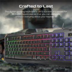 Vertux Radiance Ergonomic, RGB Backlit Wired, Anti Ghosting Function Gaming Keyboard English-Arabic - Black