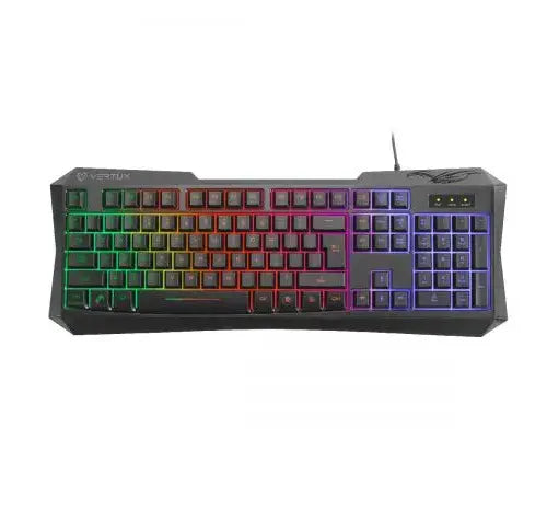 Vertux Radiance Ergonomic, RGB Backlit Wired, Anti Ghosting Function Gaming Keyboard English-Arabic - Black