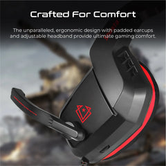 Vertux Shasta Red Ambient Noise Isolation Over-Ear Gaming Headset