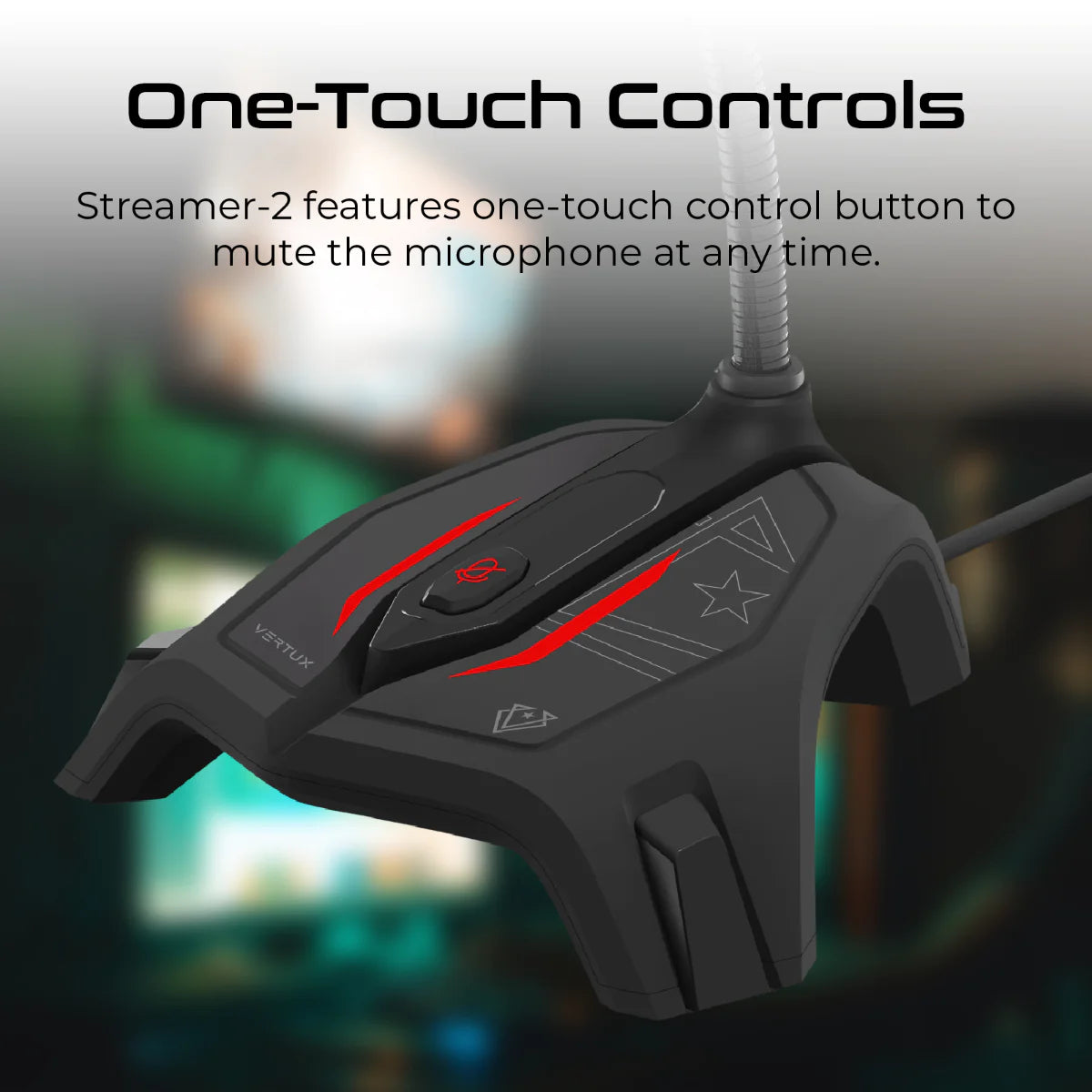 Vertux Streamer-2 Omni-Directional Distortion Free Gaming Microphone - Black