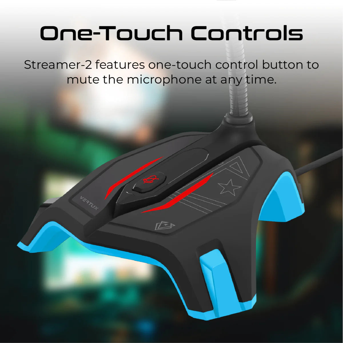 Vertux Streamer-2 Omni-Directional Distortion Free Gaming Microphone - Blue