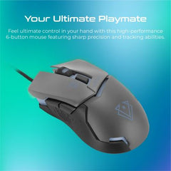 Vertux, Dominator Quick Response Ergonomic Gaming Mouse - Grey