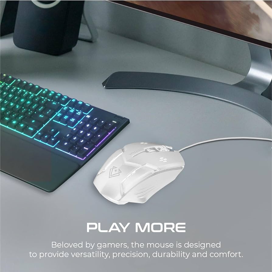 Vertux, Sensei Ergonomic Optical USB Wired Computer Gaming Mouse - White