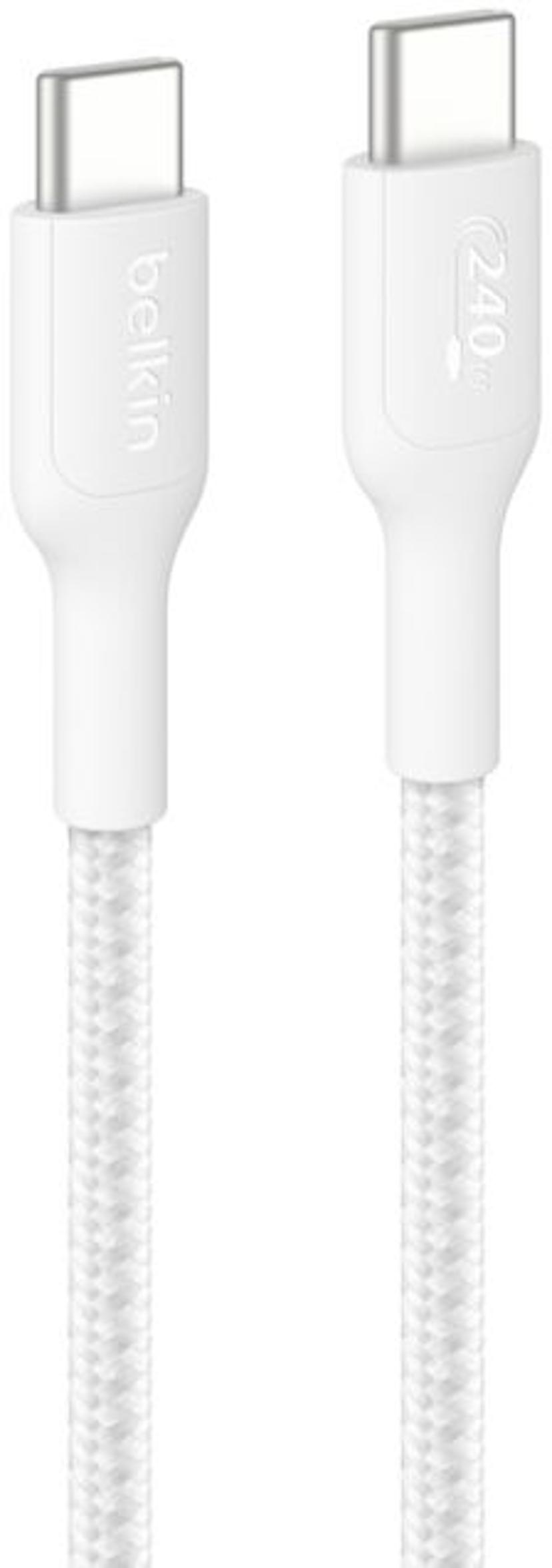 Belkin BoostCharge Pro Braided USB-C to USB-C Cable 240W, 2m – White (CAB025)