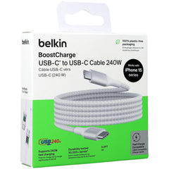 Belkin BoostCharge Pro Braided USB-C to USB-C Cable 240W, 2m – White (CAB025) – view 3