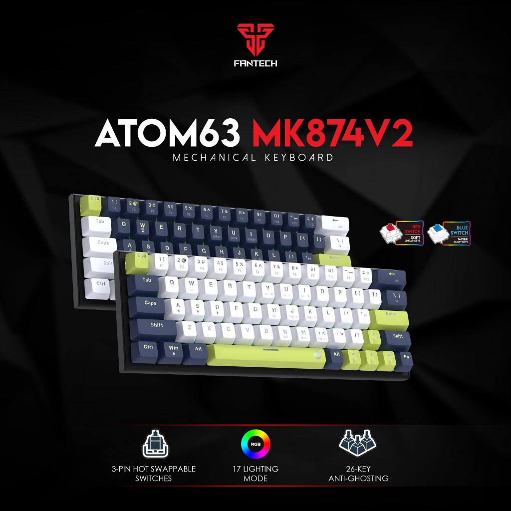Fantech MK874 V2 Atom63 Mechanical Gaming Keyboard – Blue Switch