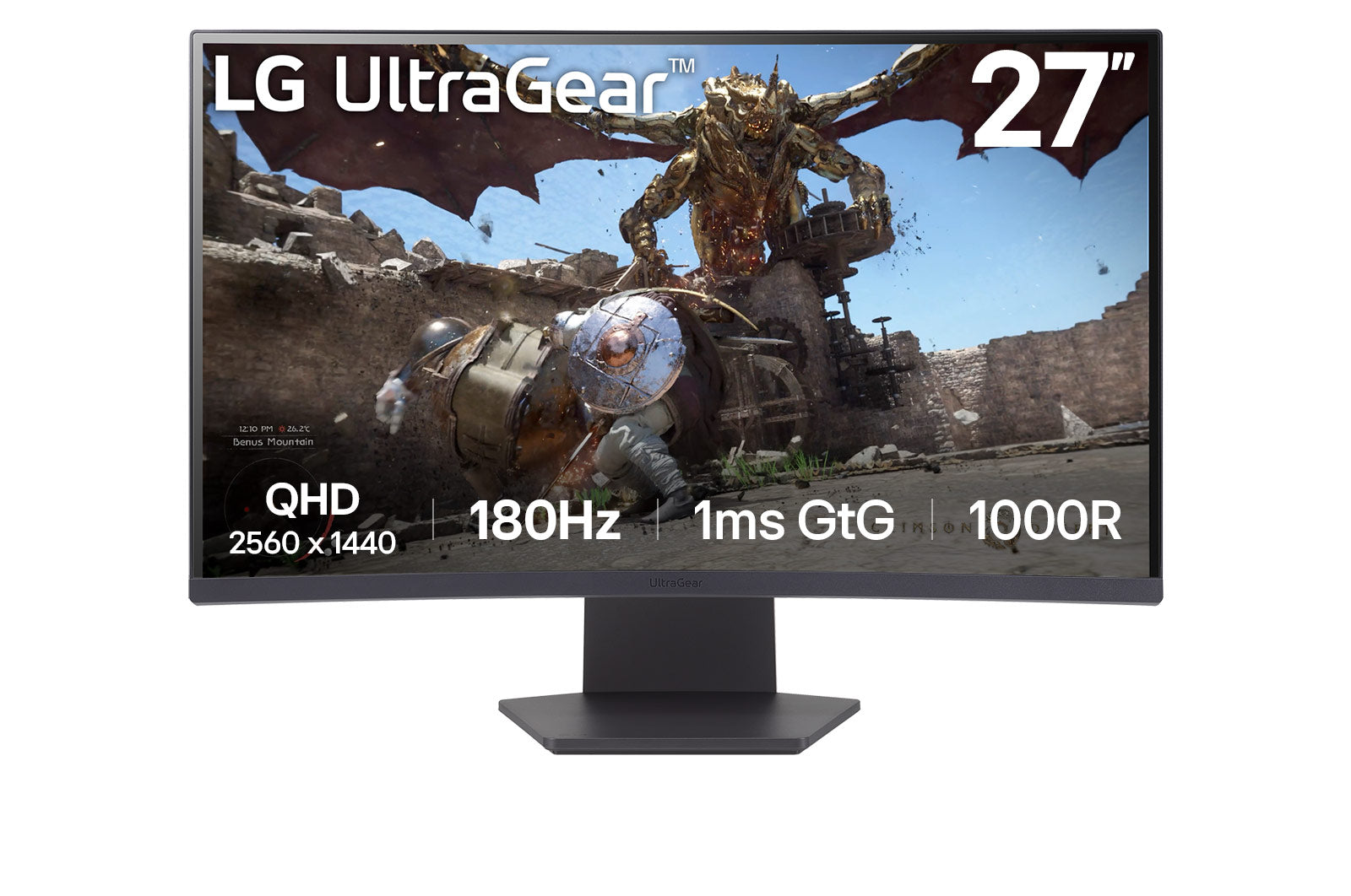 LG UltraGear 27" QHD Curved 180Hz Gaming Monitor (27GS60QC-B) – view 2